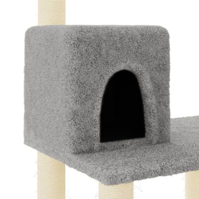 vidaXL Ansamblu pisici, stâlpi din funie sisal, gri deschis, 118,5 cm