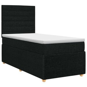 vidaXL Pat boxspring cu saltea cu headboard Negru 80 x 200 cm Țesătură
