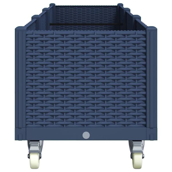 vidaXL Jardinieră de grădină cu picioare, albastru gri, 240x50x54 cm, PP