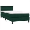 vidaXL Pat box spring cu saltea, verde &icirc;nchis, 100x220 cm, catifea