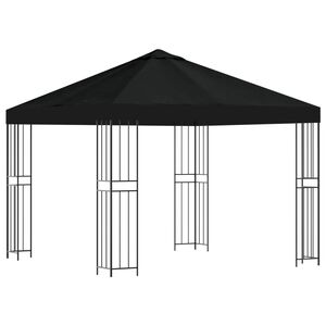 vidaXL Foișor 3 x 3 m Negru Poliester și oțel 190 gsm