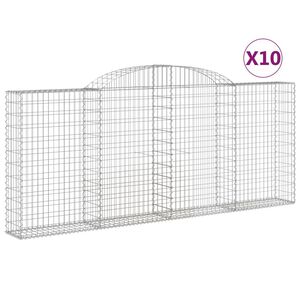 vidaXL Coșuri gabion arcuite 10 buc, 300x30x120/140 cm fier galvanizat