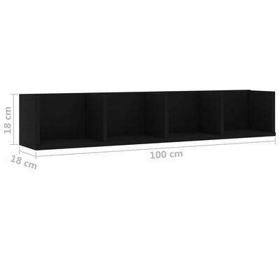 vidaXL Raft de perete pentru CD-uri, negru, 100 x 18 x 18 cm, PAL