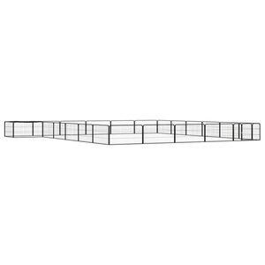 vidaXL Țarc c&acirc;ini 24 panouri negru 100x50 cm oțel vopsit electrostatic
