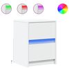 vidaXL Noptieră cu lumini LED, alb, lemn prelucrat