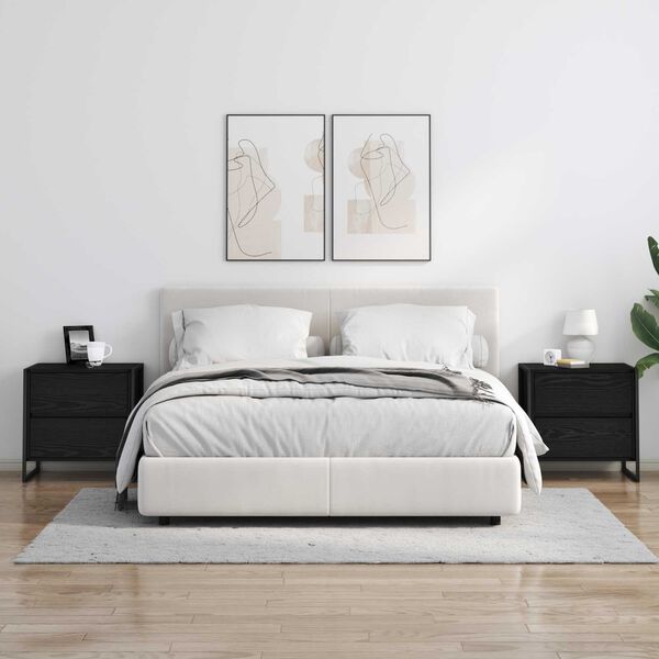 vidaXL Noptieră 2 pcs Stejar Negru 50 x 39.5 x 50 cm Lemn compozit