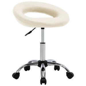 vidaXL Scaun de lucru pivotant, crem, piele ecologică