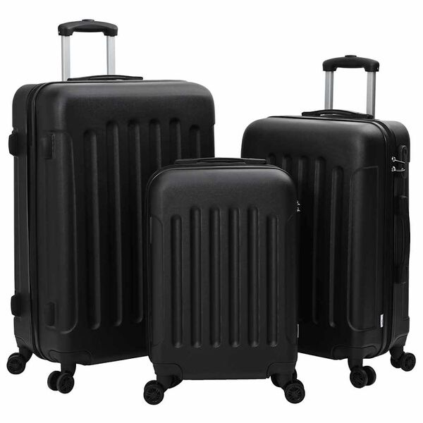 vidaXL Set de Valize 3 pcs Negru 50 x 31 x 78 cm Plastic ABS și Oțel