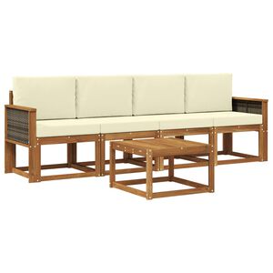 vidaXL Set de canapele de exterior cu pernă 4 pcs Natural și Crem