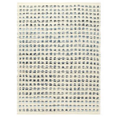 vidaXL Covor din lână cu denim, albastru/alb, 80 x 150 cm