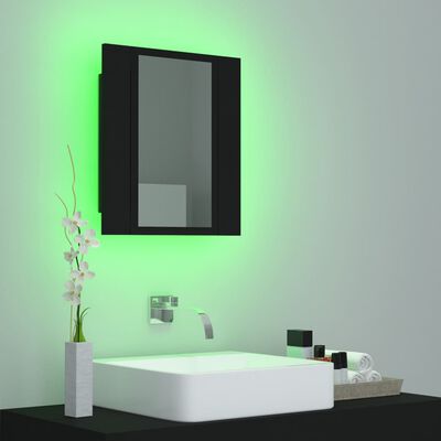 vidaXL Dulap de baie cu oglindă & LED, negru, 40x12x45 cm, acril