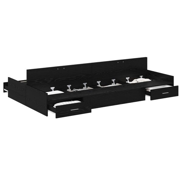 vidaXL Cadru de pat cu depozitare cu sertar Stejar Negru 120 x 200 cm