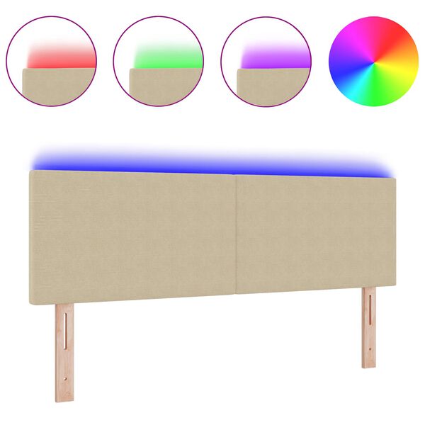 vidaXL Tăblie LED cu lumini cu bandă LED Gri Verde 144 cm Poliester