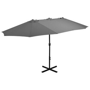 vidaXL Umbrelă de soare cu st&acirc;lp din aluminiu, antracit, 460x270 cm