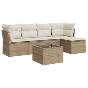 vidaXL Set canapele de grădină cu perne, 6 piese, bej, poliratan