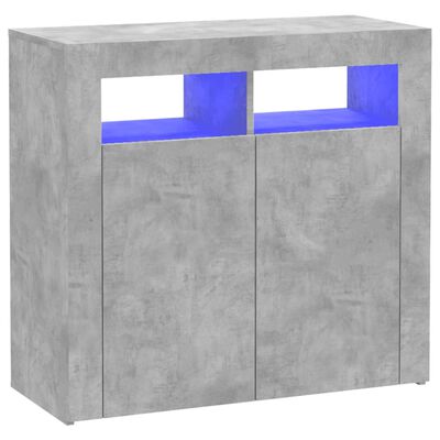 vidaXL Servantă cu lumini LED, gri beton, 80x35x75 cm