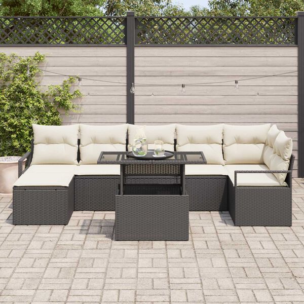 vidaXL Set de canapele pentru grădină 8 pcs Negru Rattan poli