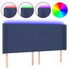 vidaXL Tăblie de pat cu LED, albastru, 163x16x118/128 cm, textil