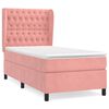 vidaXL Pat box spring cu saltea, roz, 90x190 cm, catifea