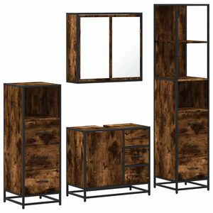 vidaXL Set de mobilier de baie 4 piese Lemn prelucrat de stejar afumat