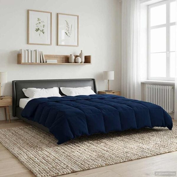 vidaXL Duvet de iarnă Patos Albastru &icirc;nchis 200 x 220 cm Microfibră