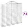 vidaXL Coșuri gabion arcuite 3 buc, 200x30x180/200cm, fier galvanizat