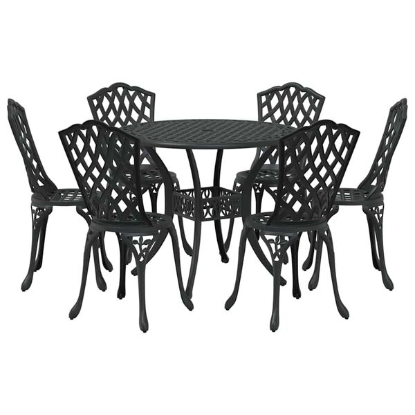 vidaXL Set de masă pentru grădină 7 pcs Negru 90 x 90 x 75 cm