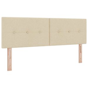 vidaXL Tăblie LED cu benzi LED cu headboard Crem 160 cm țesătură
