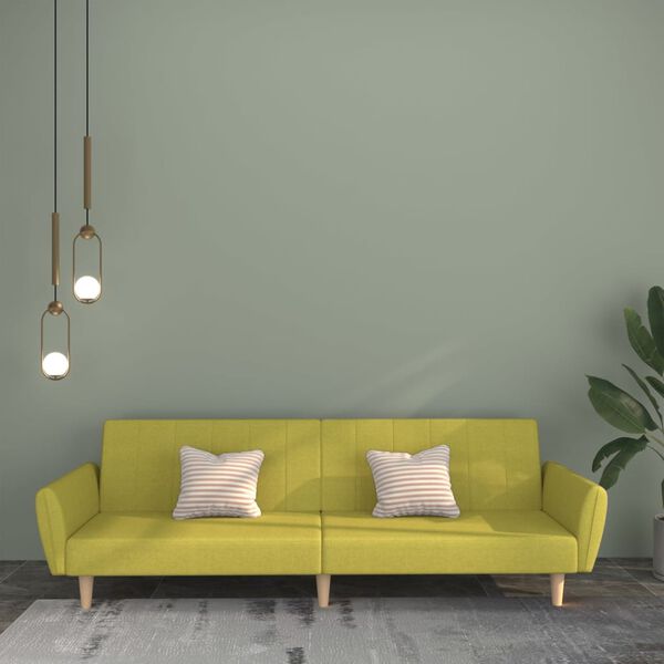 vidaXL Canapea extensibilă cu 2 locuri, verde, textil