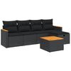 vidaXL Set mobilier de grădină cu perne, 6 piese, negru, poliratan