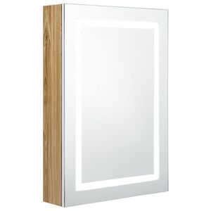 vidaXL Dulap de baie cu oglindă și LED, alb și stejar, 50x13x70 cm