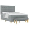 vidaXL Pat cu arcuri cu headboard Gri deschis 190 x 140 cm țesătură