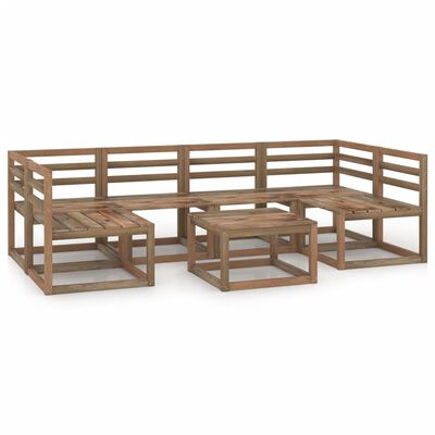 vidaXL Set mobilier de grădină, 7 piese, maro, lemn de pin tratat
