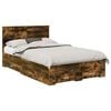 vidaXL Cadru de pat Stejar fumuriu 135 x 190 cm Lemn prelucrat