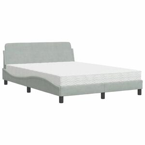 vidaXL Pat cu saltea, Dover, gri deschis, 140x200 cm, catifea