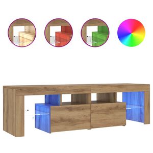 vidaXL Dulap TV cu LED stejar artizanal 140x36,5x40 cm lemn prelucrat