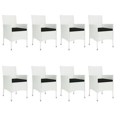 vidaXL Set mobilier de grădină cu perne, 9 piese, alb, poliratan