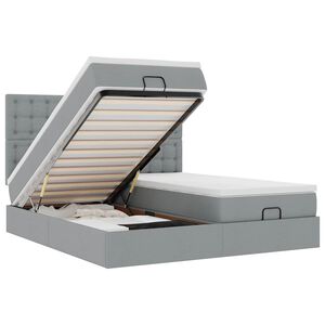 vidaXL Cadru de pat otoman cu saltele Gri deschis 180x200cm Material
