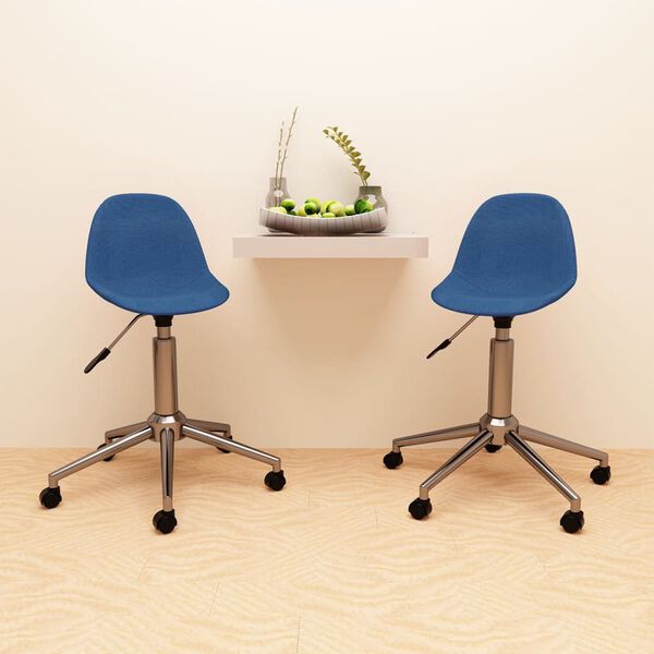 vidaXL Scaune de bucătărie pivotante, 2 buc., albastru, textil