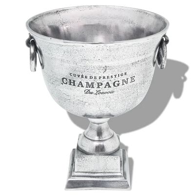 vidaXL Frapieră șampanie, formă cupă trofeu, aluminiu, argintiu