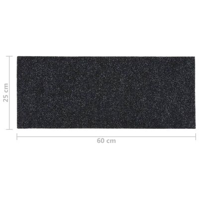 vidaXL Covorașe de scări autoadezive, 15 buc., negru, 60x25 cm
