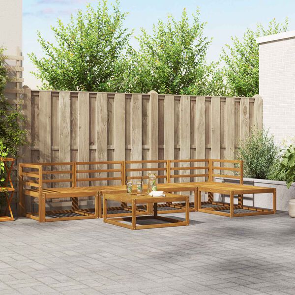 vidaXL Set de canapele de exterior 6 pcs natural Lemn Solid de Acacia
