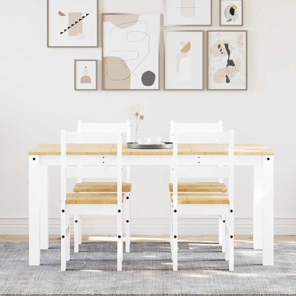 vidaXL Set de sufragerie din 5 piese PANAMA din lemn masiv de pin alb