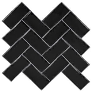 vidaXL Plăcuță &icirc;n Zigzag 10 pcs Negru 30 x 30 cm Poliuretan și PET