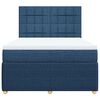 vidaXL Pat box spring cu saltea, albastru, 140x200 cm, textil