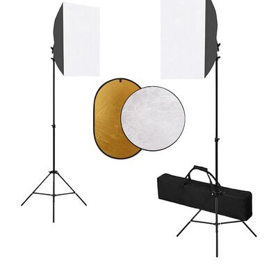 vidaXL Set studio foto cu lumini softbox și reflector