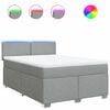 vidaXL Pat box spring cu saltea, gri deschis, 140x190 cm, textil