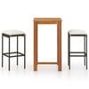 vidaXL Set mobilier bar de grădină cu perne, 3 piese, maro
