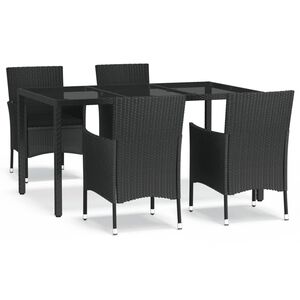 vidaXL Set mobilier de grădină cu perne, 5 piese, negru, poliratan