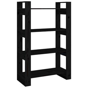 vidaXL Bibliotecă/Separator cameră negru 80x35x125 cm lemn masiv pin